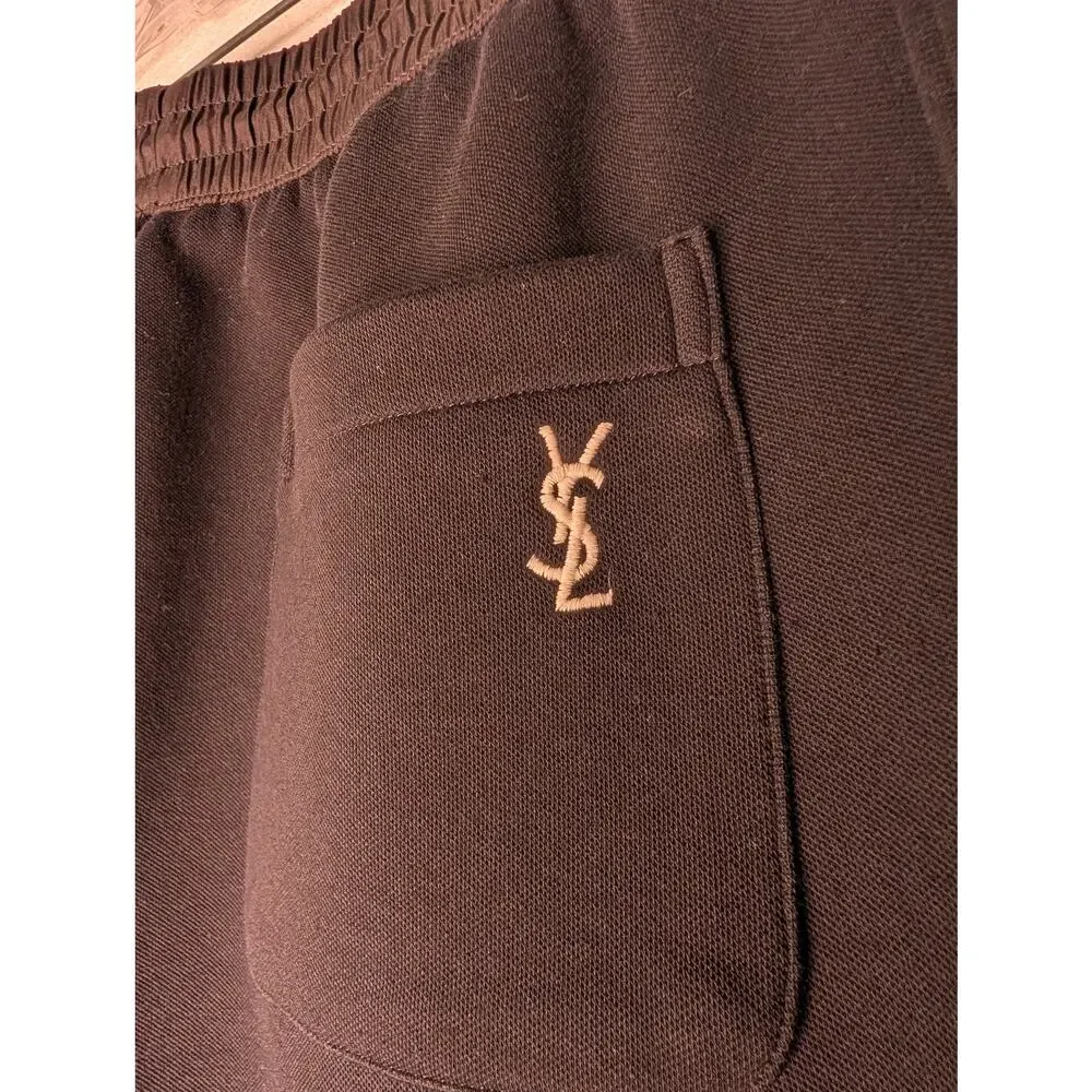 Yves St Laurent YSL Logo Embroidered Men's Joggers 36 Luxury Designer Sweatpants - Picture 6 of 8